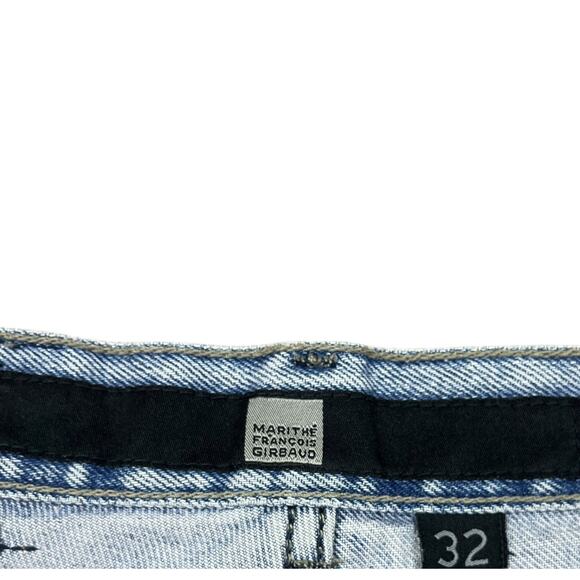 Marithe Girbaud Francois Blue Denim Shorts Frayed Cutoffs Cotton Women Size 32 - Picture 7 of 8